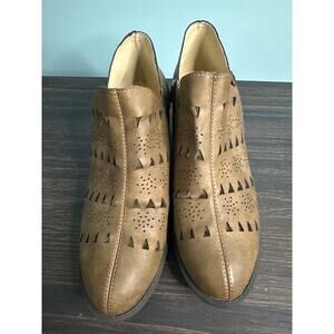 Jambu Women's Brown laser cut cowboy booties comfort size 8